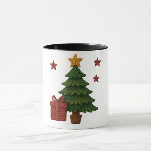 Ein süßes gestricktes Baumgeschenk Tasse (Zentrum)