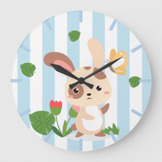 Ein süßes Häschen Große Wanduhr (Vorderseite)