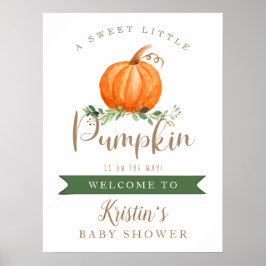 Ein süßes kleines KürbisBaby-Duschbad Willkommen Poster