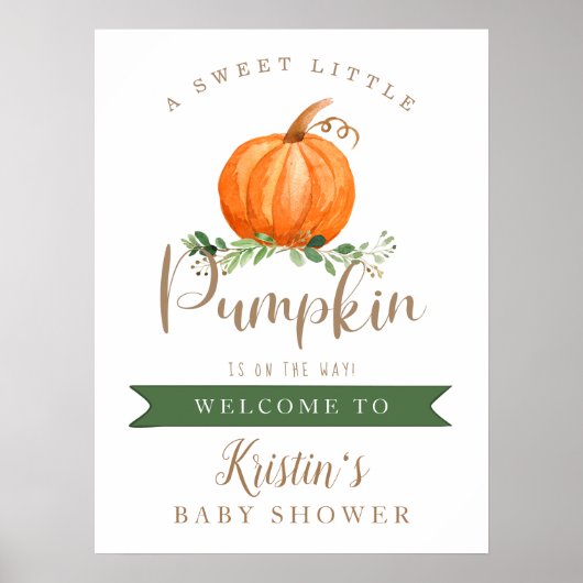 Ein süßes kleines KürbisBaby-Duschbad Willkommen Poster (Vorne)