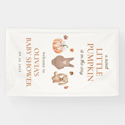 Ein süßes kleines Kürbisfallen-Baby-Duschbad Banner (Horizontal)