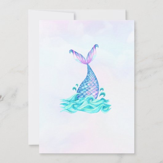 Ein süßes kleines Meerjungfrau-Mädchen-Duschbad-Pa Einladung (Rückseite)