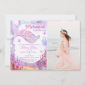 Ein süßes kleines Mermaid Baby Dusche Party Foto Einladung (Vorderseite)