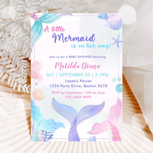 Ein süßes kleines Mermaid-Baby-Party Einladung