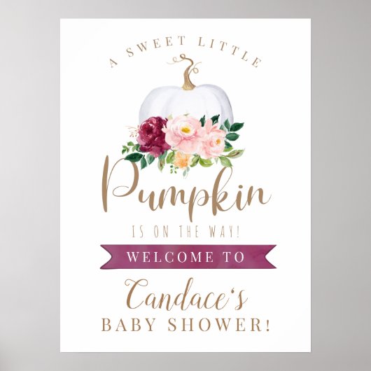 Ein süßes kleines Pumpkin Baby Duschzeichen Poster (Vorne)