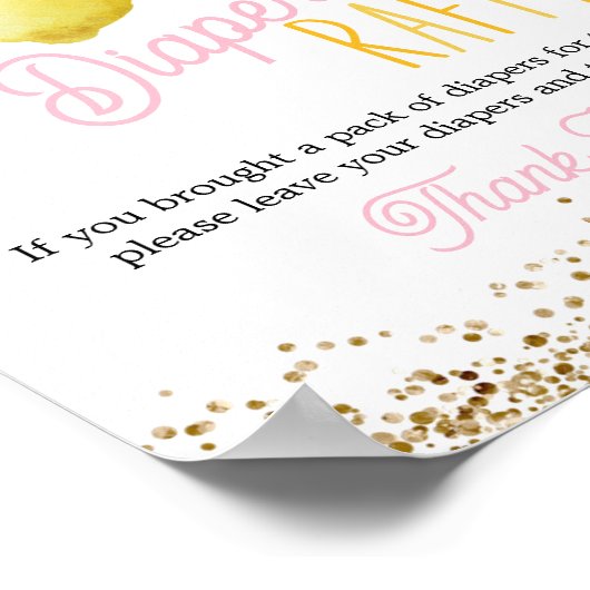 Ein süßes, kleines Windeln-Raffeltisch-Zeichen Poster (Ecke)