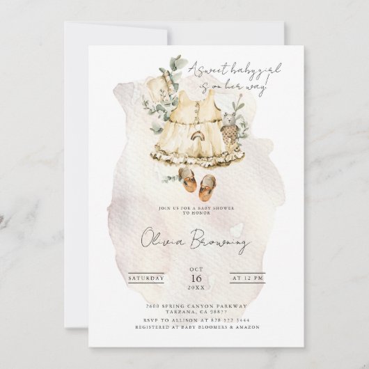 Ein süßes Mädchen | Boho Baby Shower Einladung (Vorderseite)