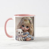 Ein süßes Mädchen mit einem Welpen im Stil Tasse (Links)