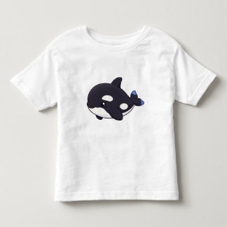Ein süßes minimalistisches Orca-Wal-Taschen-T-Shir Kleinkind T-shirt