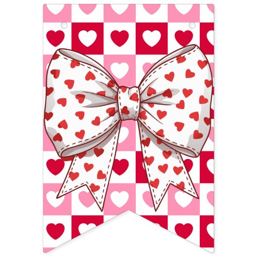 Ein süßes, rosa und rotes Herz Wimpelkette (Erste Fahne)