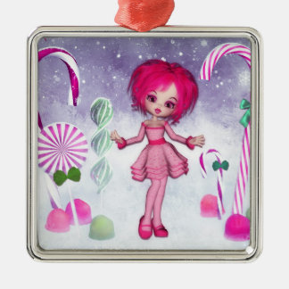 Ein süßes Weihnachten :: Pink Cookie Poser Girl Ornament Aus Metall