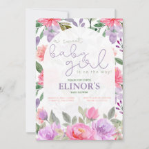 Ein Sweet Baby Girl Lila & Pink Floral Baby Dusche