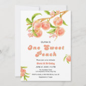 Ein Sweet Peach Fruit Foto 1. Geburtstag Einladung (Vorderseite)