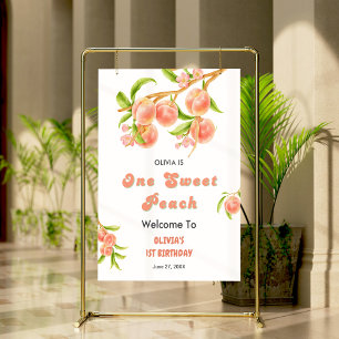 Ein Sweet Peach Fruit Girl 1. Geburtstag Willkomme Poster