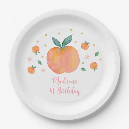 Ein Sweet Peach Geburtstag Pappteller (Vorderseite)