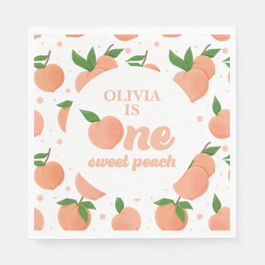 Ein Sweet Peach Geburtstag Serviette (Vorderseite)
