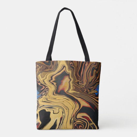 Ein Swirl aus schwarz, Gold, Royal Blue und Rot Tasche (Rückseite)