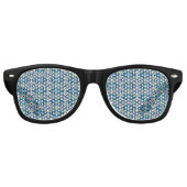 Ein symmetrischer blau-weißer Teppich mit komplizi Partybrille (Vorderseite)