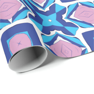 Ein symmetrisches geometrisches Muster mit blauem Geschenkpapier