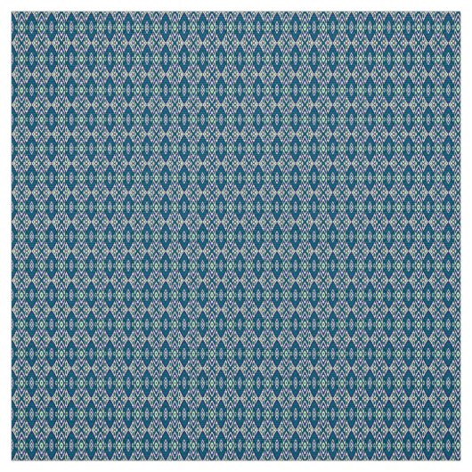 Ein symmetrisches Muster blauer Motive auf einem T Stoff (Muster)