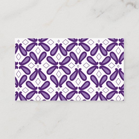 Ein symmetrisches Muster mit weißem und lila m Visitenkarte (Rückseite)