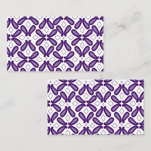 Ein symmetrisches Muster mit weißem und lila m Visitenkarte (Vorne/Hinten)