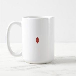 Ein symmetrisches rotes Grafikdesign mit geometris Kaffeetasse