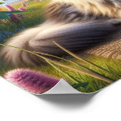 Ein Tabby Cat Ruhen in einer ruhigen Landschaft Poster (Ecke)