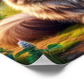 Ein Tabby Cat Ruhen in einer ruhigen Landschaft Poster (Ecke)