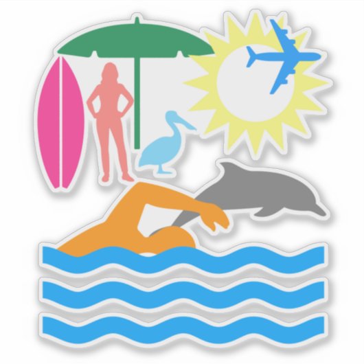 Ein Tag am Strand Aufkleber (Vorderseite)