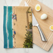 Ein Tag am Strand Geschirrtuch (Viertel Falte)