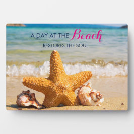 Ein Tag am Strand mit Starfish Zitat Fotoplatte