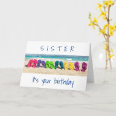 EIN TAG "AM STRAND" **SISTER** AM GEBURTSTAG KARTE (Gelbe Blume)