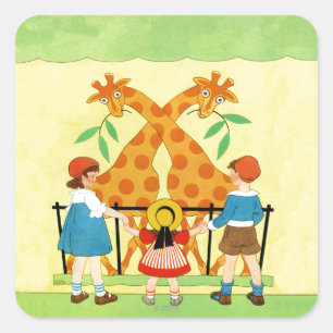 Ein Tag am Zoo Quadratischer Aufkleber