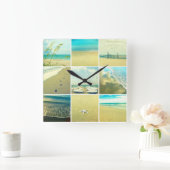 Ein Tag an der Strandmauer Quadratische Wanduhr (Zuhause)