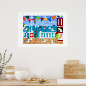 Ein Tag auf dem Seebad-Poster Poster (Küche)