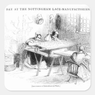Ein Tag bei den Nottingham Lace Manufaktur Quadratischer Aufkleber