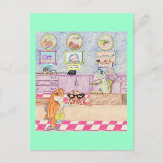 Ein Tag bei der Bank Postkarte (Vorderseite)