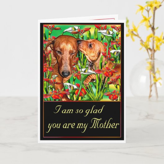 Ein Tag der Dackel-Mutter Karte (Gelbe Blume)