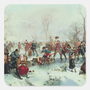 Ein Tag des Winters in St James Park Quadratischer Aufkleber