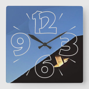 Ein Tag endet Quadratische Wanduhr