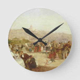 Ein Tag in Boulogne, 1870 (Öl auf Leinwand) Runde Wanduhr