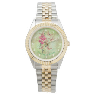 Ein Tag nach dem anderen Schmetterlinge süße Blume Armbanduhr