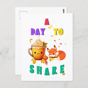 Ein Tag, um Ginkgo Oak Botany Fox Erntedank zu tei Postkarte