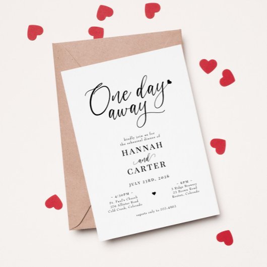 Ein Tag vor Hochzeitstag Probe Dinner Einladung