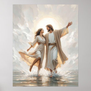 Ein Tanz auf Wasser, Christliche Malerei, Jesus Sp Poster