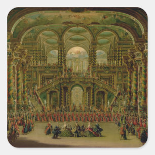 Ein Tanz in einem barocken Rokoko-Palast Quadratischer Aufkleber
