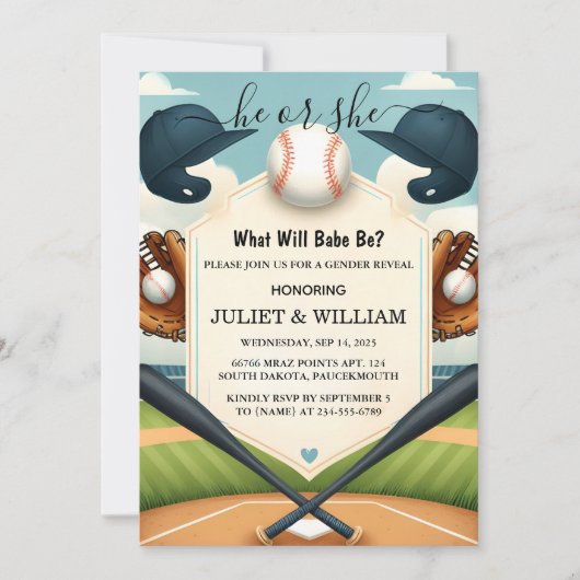 Ein Team Ball Game Pitch Fun Baseball Gender-Beric Einladung (Vorderseite)