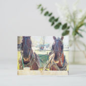 Ein Team mit zwei Pferden Postkarte (Stehend Vorderseite)