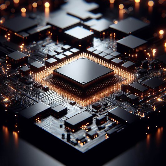 Ein technisches Bild, das auf eine Computerkompone Poster